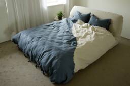 Two-Tone Linen Duvet Cover Light Natural & Blue, Oeko-Tex Certified