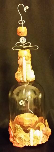 Patio Lantern - Hand Scupted Polymer Clay & Mixed Media