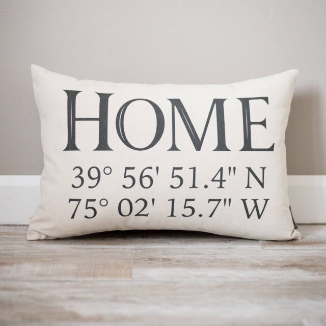 Latitude Longitude Pillow, Personalized Housewarming Gift, House Warming New Home Our First Home, Going Away Present - image 1