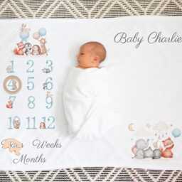 Personalised Jungle Baby Milestone Blanket Soft Flannel Shower Gift - thumbnail 2