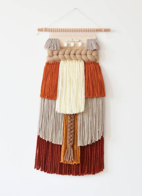 Chunky Wool Woven Wall Hanging, Textured Boho Fiber Art, Rustic Home Decor - image 1