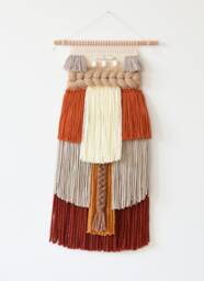 Chunky Wool Woven Wall Hanging, Textured Boho Fiber Art, Rustic Home Decor - thumbnail 1