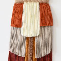 Chunky Wool Woven Wall Hanging, Textured Boho Fiber Art, Rustic Home Decor - thumbnail 2