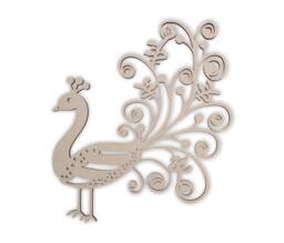 Wooden Peacock Wall Decor Unfinished Mdf Shape, Flourish Design - thumbnail 1