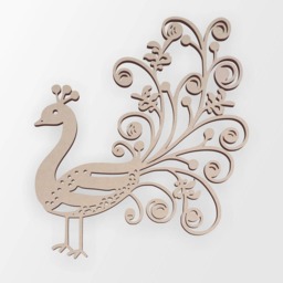 Wooden Peacock Wall Decor Unfinished Mdf Shape, Flourish Design - thumbnail 3