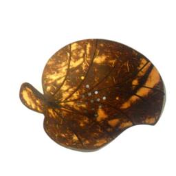 "Natural Coconut Shell Soap Dish Art Leaf Shape Hand Carved Handmade Wooden Carving Home Decor/Zen Gift 5.25""x4.75""x2" - thumbnail 2