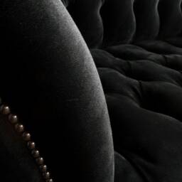 British Handmade Black Soft Velvet 2 Seater Chesterfield Sofa - thumbnail 3