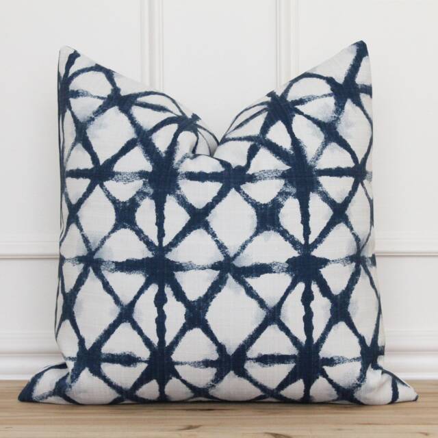 Blue & White Outdoor Pillow Cover Geometric Cushion Patio Covers - Truman - image 1