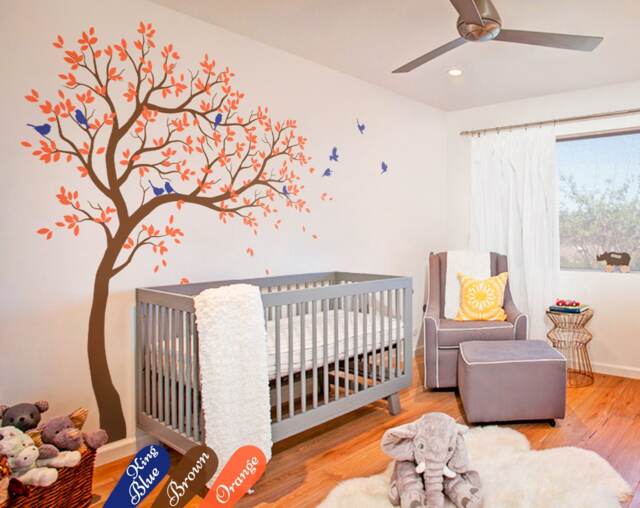 Large Tree Wall Decal Nursery Wall Decoration White Tree Decals Nursery Living Room Tattoo 032R - image 1