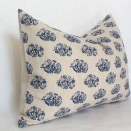 Last Chance ~ Navy Floral Lumbar Pillow, Pillow Blue, Cream & Blue 12x20, 14x20, 14x24, 14x36 -- Owen - thumbnail 2