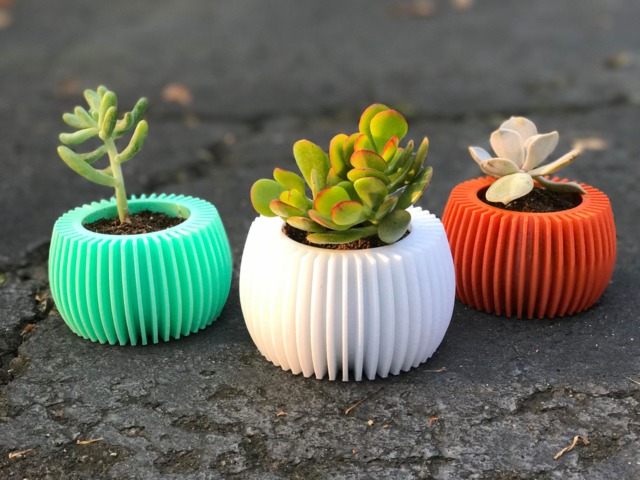 Geometric Gear Planter Modern Linear Abstract Home Decor - image 1