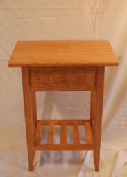 Cherry End Table With Drawer & Slat Shelf - thumbnail 1