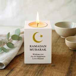 Personalised Eid Mubarak Ramadan Tea Light Holder Engraved Gift Ideas For Decoration Home Family Any Name Message - thumbnail 2