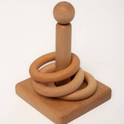 Montessori Ring Stacker - Baby First Stacking Toy Wooden Sensory 3 Rings 7M+ - thumbnail 3