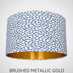 Blue Brush Stroke Lampshade With Gold Lining For Ceiling Or Lamp Base, 20cm To 50cm Diameter, Handmade By Vivid Shades