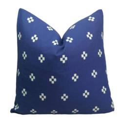 Indigo Block Print Pillow Cover, Custom Size Cotton Throw - thumbnail 2