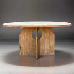 Rustic Oval Oak Dining Table Reclaimed Wood Farmhouse Table, Japandi Organic Modern