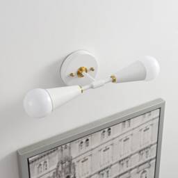 2 Light Brushed Nickel Cone Wall Sconce Mid Century Modern Minimalist & Ceiling Lamp Lighting For Hallway & Bathroom Vanity - Vicky - thumbnail 4