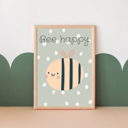 Bee Happy, Bee Print. Perfect For Girls Rooms, Boys A Playroom Or Nursery - Print Only - thumbnail 2