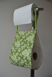 Spare Toilet Roll Holder, Fabric Paper Storage. Green House Decor, Flowers, Campervan - thumbnail 1