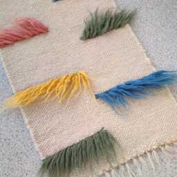 Handmade Wool Rug, Colorful Modern Tufted Carpet, Aesthetic Nursery Or Living Room Decor, Shaggy Style, Natural Knotted Rug - thumbnail 3