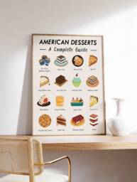 American Desserts, Food Art Print, Cuisine Wall Art, Poster, Recipe Kitchen Retro Gift A1/A2/A3/A4 - thumbnail 1