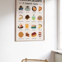 American Desserts, Food Art Print, Cuisine Wall Art, Poster, Recipe Kitchen Retro Gift A1/A2/A3/A4 - thumbnail 3