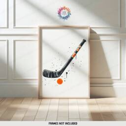 Custom Hockey Poster Set - 3 Orange Prints - Boys Bedroom Decor Personalised Kids Room Artwork Print Sport Wall Art Gift - thumbnail 3