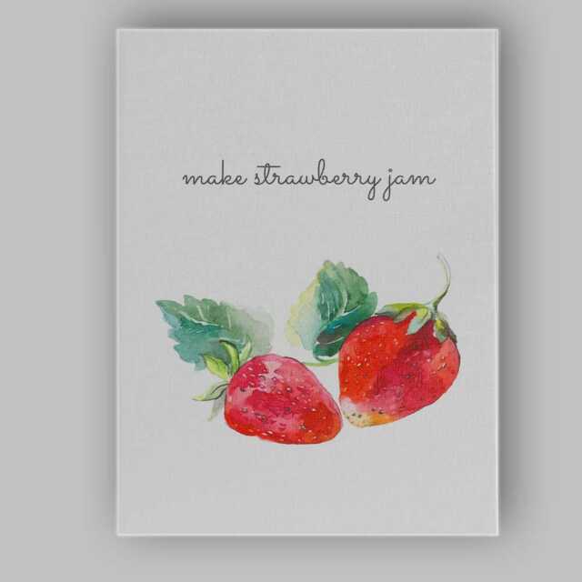 Minimalist Watercolour Strawberry Jam Kitchen Quote Canvas Wall Art Print Decor Picture Ready To Hang - image 1