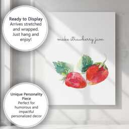 Minimalist Watercolour Strawberry Jam Kitchen Quote Canvas Wall Art Print Decor Picture Ready To Hang - thumbnail 3