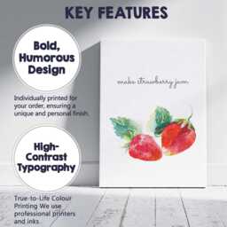 Minimalist Watercolour Strawberry Jam Kitchen Quote Canvas Wall Art Print Decor Picture Ready To Hang - thumbnail 2