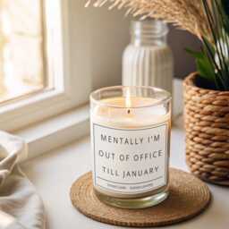 Funny Christmas Candle, Mentally I'm Out Of Office Till January Gift For Friends & Colleagues, Fun Joke Candle - thumbnail 4