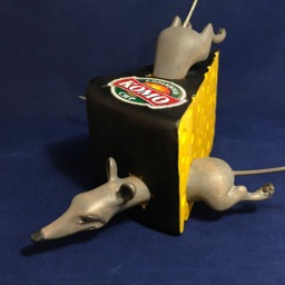 "Unique Hand Carved Wooden Figurine ""Mouse in Cheese" - thumbnail 2