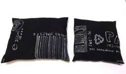 2x Cushion Set Miniblings Handmade Unique Character Symbols Barcode - thumbnail 1