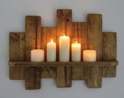 80cm Reclaimed Pallet Wood Floating Shelf/Led Candle Holder Shabby Chic Country Cottage Furniture - thumbnail 1