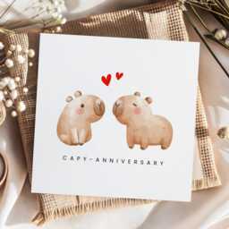 Cute Capybara Anniversary Card, Happy Wedding Husband Wife Boyfriend Girlfriend Fiance, Gift For Him Her, Punny Card - thumbnail 2