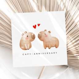 Cute Capybara Anniversary Card, Happy Wedding Husband Wife Boyfriend Girlfriend Fiance, Gift For Him Her, Punny Card - thumbnail 3