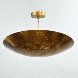 6 Light Elegant Perforered Ceiling Flushmount - Pendant Mid Century Modern Raw Brass Sputnik Chandelier Light Fixture Flush Mount - thumbnail 2