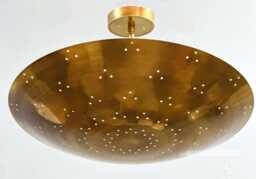 6 Light Elegant Perforered Ceiling Flushmount - Pendant Mid Century Modern Raw Brass Sputnik Chandelier Light Fixture Flush Mount - thumbnail 1