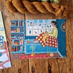 Knitting Nook 1 & 2 - Set Of Two A5 Prints Cosy Christmas Winter Illustrations - thumbnail 3