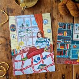 Knitting Nook 1 & 2 - Set Of Two A5 Prints Cosy Christmas Winter Illustrations - thumbnail 2