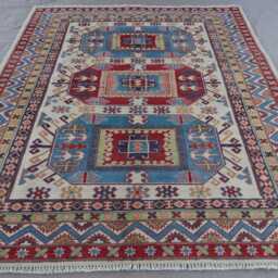 5x7 Afghan Caucasian Rug, Traditional Geometric Kazak Hand Knotted Wool Turkmen Tribal Oriental Muted Living Room Carpet - thumbnail 3