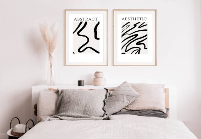 Abstract Prints, Abstract Lines, Wavy Lines Minimalist Art Print, Ink Line Drawing, Beige & Black Art, Aesthetic Art, Neutral Poster, Gift - image 1