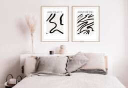 Abstract Prints, Abstract Lines, Wavy Lines Minimalist Art Print, Ink Line Drawing, Beige & Black Art, Aesthetic Art, Neutral Poster, Gift - thumbnail 1