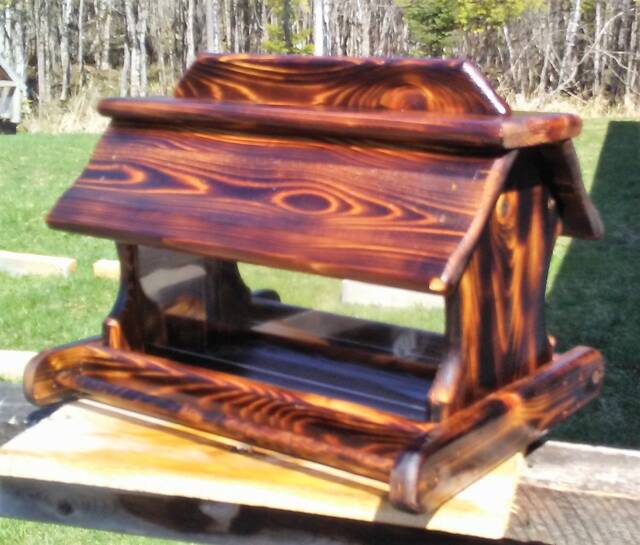 Very Large Post Mount Bird Feeder Cedar Wood Tbnup #1B - image 1