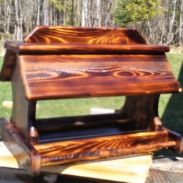 Very Large Post Mount Bird Feeder Cedar Wood Tbnup #1B - thumbnail 3