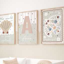 Set Of 3 Personalised Pastel Beige Print Set, World Is Your Oyster Print, Peace Dove, Girl Bedroom Decor, Teen Art Prints - thumbnail 3