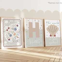 Set Of 3 Personalised Pastel Beige Print Set, World Is Your Oyster Print, Peace Dove, Girl Bedroom Decor, Teen Art Prints - thumbnail 2