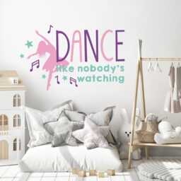 Girls Dance Wall Stickers, Like Nobody's Watching, Toddler Bedroom Removable Art, Nursery Saying Decor, Vinyl Decal Word Art - thumbnail 3