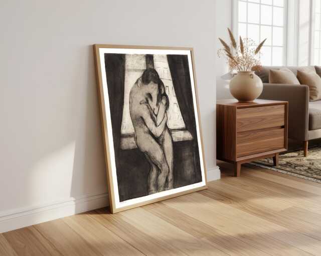 Edvard Munch The Kiss Print Vintage Lithograph Wall Art - image 1